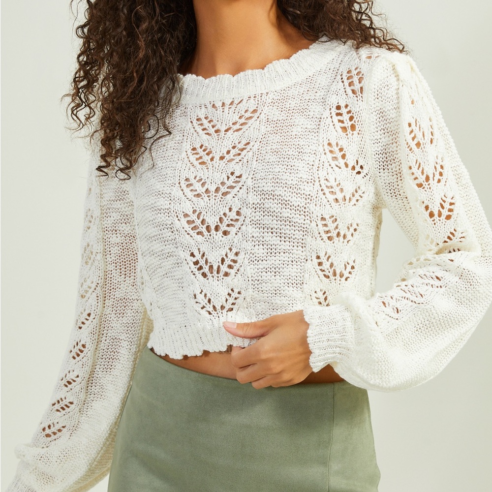 Altar'd State Hazel Pointelle Cropped Sweater